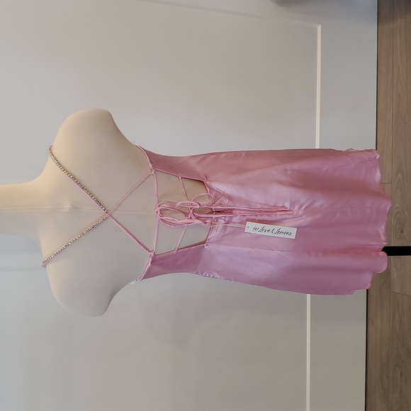 For Love And Lemons Pink Satin Mini Dress Size M new with tags - Picture 5 of 11